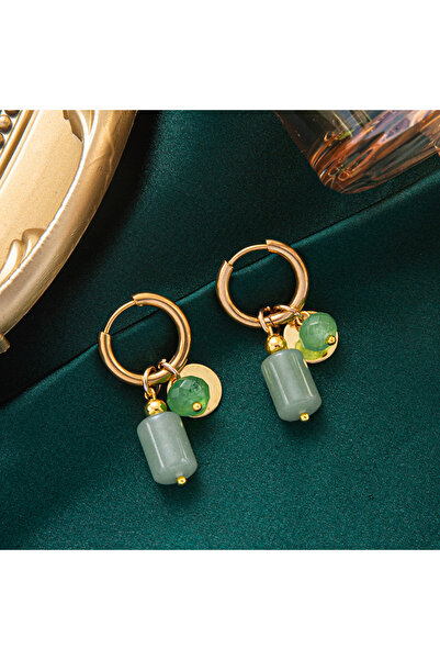 Choice Green A ZAKOL Gold Color Plated Stainless Steel Hoop Earrings for Wome...