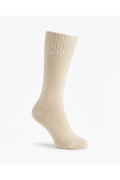 Fonem Men's Plain Seamless Wool Socks Fo 8000-1 Ecru