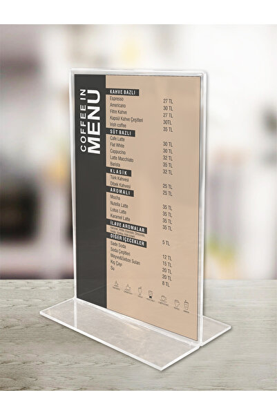 tasarı marketi Restoran & Cafelere Özel Kendinden Standlı A6 Boyutlu Dikey Ma...