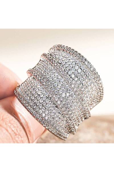 Choice9 8 DJ202 Huitan Luxury Wide Ring for Women Wedding Party Fashion Acces...