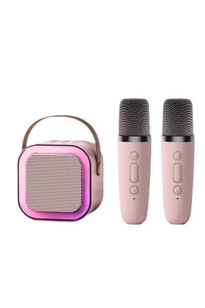 Choice pink 2micphone K12 Portable Karaoke Speaker with Microphones RGB LED L...