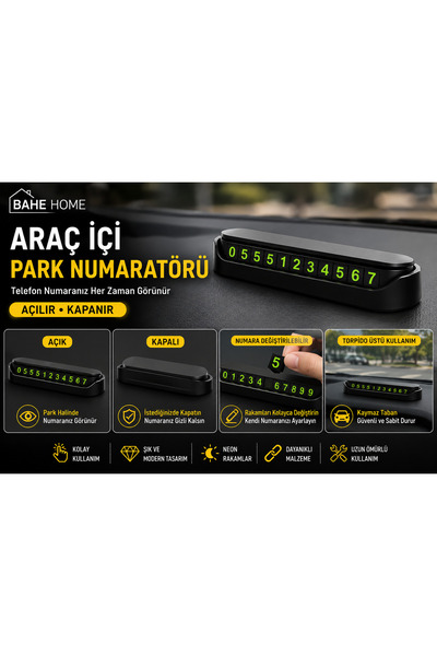 bahe home In-Car Parking Number Display Phone Number Pop-Up Neon Parking Matik Dashboard