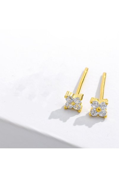 Choice qd514-goldcolor Simple Minimalist Mini Clover Flower Stud Earrings For...
