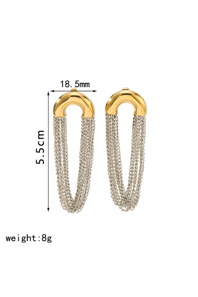 Choice TE60330-M Fashion Design Stainless Steel Tassel Chain Earrings Waterpr...