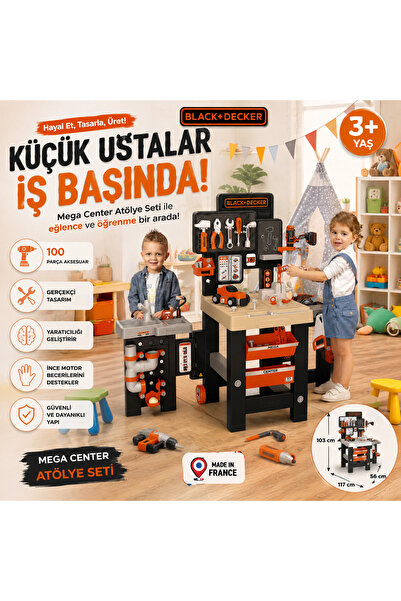 Cici Oyuncak Black+Decker Mega Workbench Çocuk Eğitici Öğretici Dev Boyutta T...