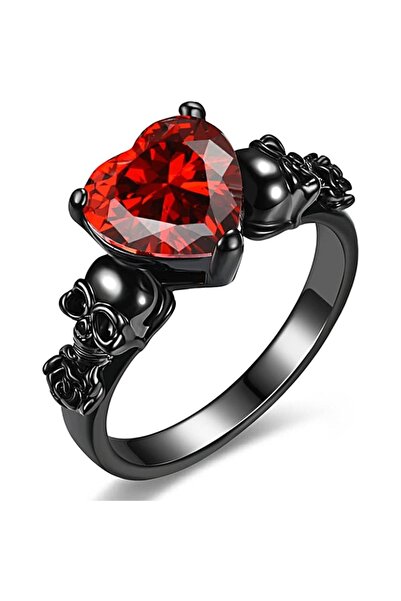 Choice 6 Red Gothic Skull Black Rose Flower Rings Women Purple Red Heart Zirc...