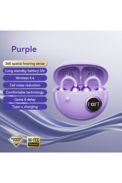 Choice1 Purple Electroplated Ear Clip Bluetooth Headset True Wireless Clip Ea...
