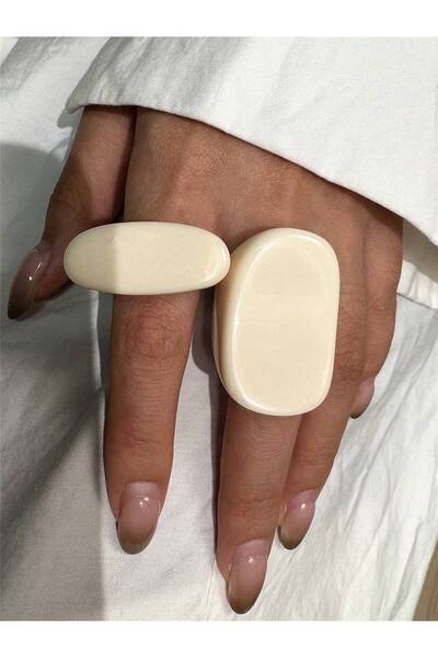 choice2 C 4-Piece Set of Off-White Gradient Geometric Irregular Wide Thick Ri...