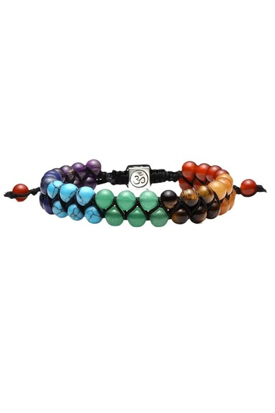 choice2 1 7 Chakra Multi-layer Bracelet For Men Yoga Stone Adjustable Woven R...
