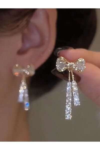Choice NJ-1441 Fashion Bow Crystal Zircon Earrings For Women Trendy Party Jew...