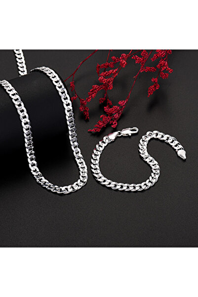 Choice 24 inches 60 cm Fine Silver color Creative 7MM Chain bracelets neckalc...