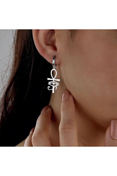 Choice Silver Ankh Eye of Horus Pendant Earrings For Women Ancient Egyptian A...