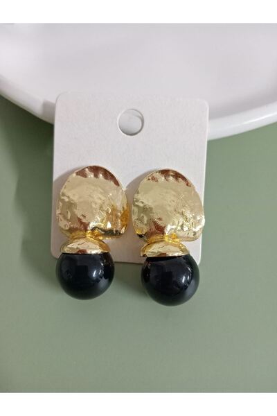 mos&more Brand Model, Black Gold Earrings