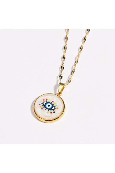 Choice gold color Vintage Colorful Enamel Evil Eyes Pendant Necklace Stainles...