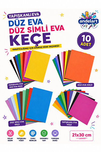 andelart 4 Lü Eva Seti(Keçe-simli-yapışkanlı-düz)