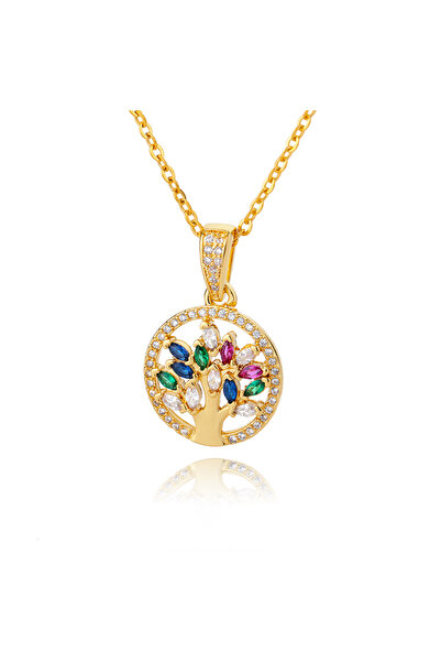 Choice 45cm N03755G Zircon Tree of Life Round Pendant Necklaces For Women Sta...