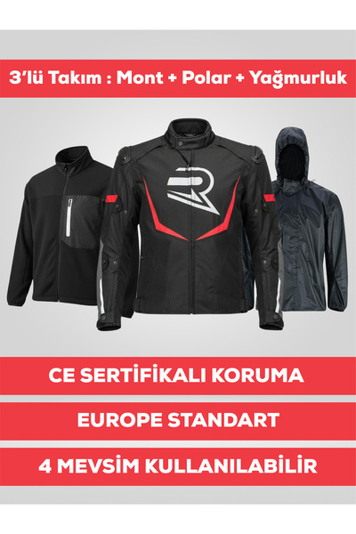 MOTOKIT Hawk Red Unisex Motorcycle Jacket 3 Layer 4 Season Protection Reflect...