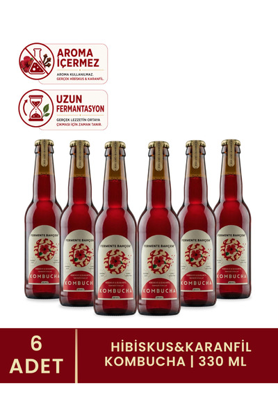 Fermente Bahçem Hibiskus&Karanfil 6'lı Kombucha Paket x 330 ml