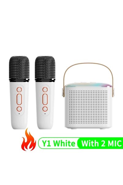 Choice White With 2 MIC Y1 High Power Karaoke Bluetooth Speaker Portable 360 ...