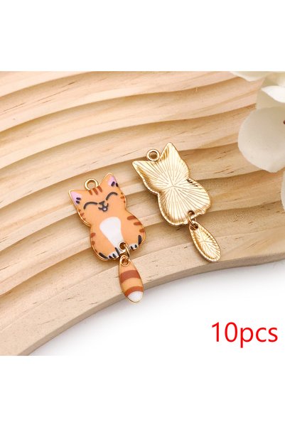Choice 18681-15x20mm-10pcs 10/14pcs حلي قطط مطلية بالمينا متعددة الألوان، قلا...