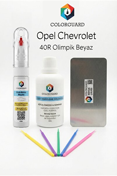COLORGUARD Opel Chevrolet 40R Olimpik Beyaz 2 si 1 Arada Rötuş Boyası Tam Set...