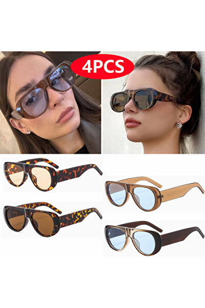 choice2 4pcs z05 4pcs New Fashion Women Large Frame Retro Sunglasses Sets UV4...