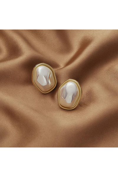 Choice 02 Imitation Pearl Zircon Retro Elegant Irregular Oval Square Hollow O...