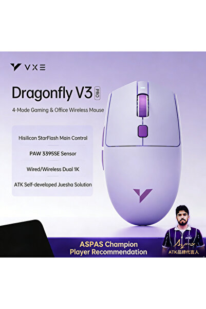 Choice3 VXE V3 Pro Purple ATK VXE Dragonfly V3 Pro Wireless Mouse 4-mode Dual...