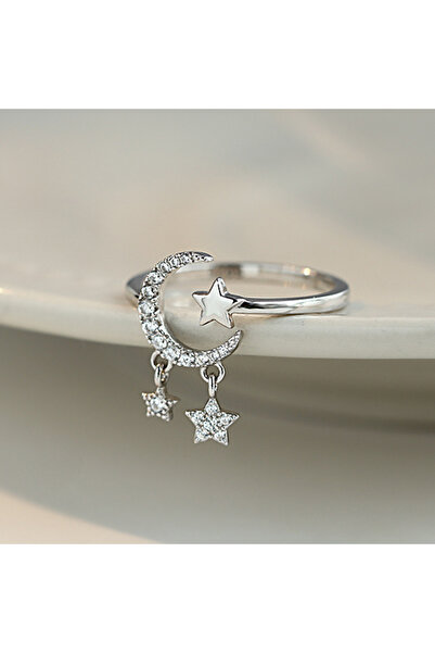 RINHOO FRIENDSHIP Resizable RI21Y0441 New Korean Zircon Star Moon Tassel Ring...