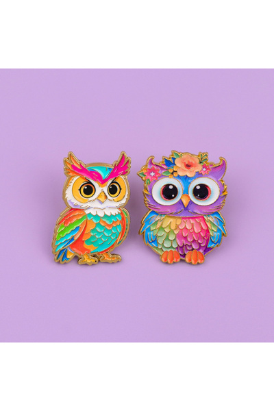 Choice 2pcs 2pcs Cartoon Enamel Pin Cartoon Owl Brooch For Coat Women's Brooc...