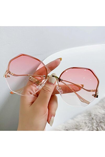 Choice pink Protective Glasses Rimless Sunglasses Women Metal Female Vintage ...