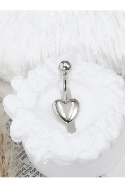 choice2 silver 1Pc Smooth Peach Heart Belly Button Ring Surgical Steel Umbili...
