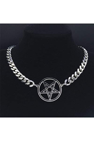 Choice A 40cm 10cm LMcu SR Punk Pentacle Inverted Pentagram Necklace for Men ...