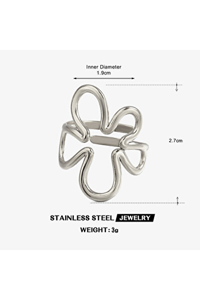 Choice silver Fashionable Stainless Steel Hollow Flower Rings For Women Irreg...
