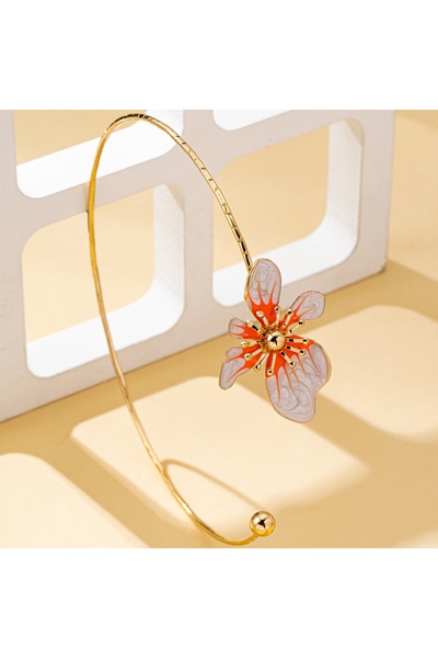 Choice Orange A Simple and Elegant Women's Choker with a Colorful Flower Desi...