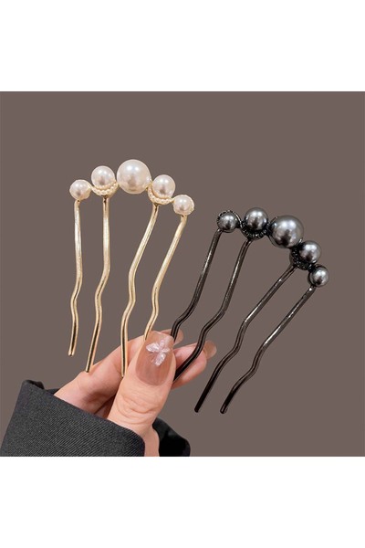 Choice 2Pcs Korean U Shaped Pearl Hairpins Hair Clips for Women Elegant Style...