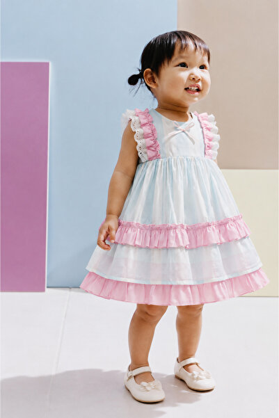 Tifina Kids Rochie de vară cu volane, în culori pastelate, în straturi, pentr...