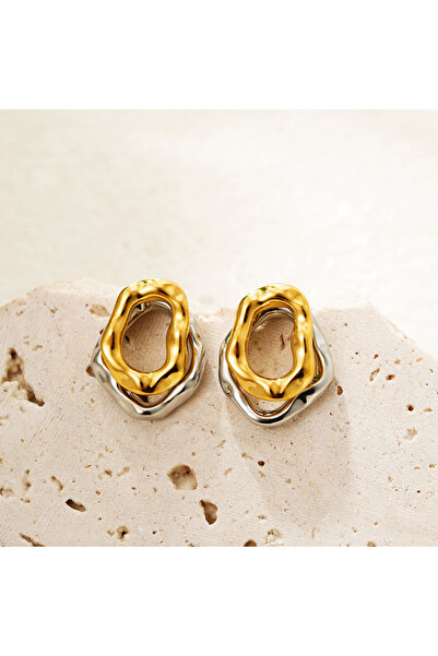 Choice T020 Two-wear Irregular Gold Sliver Colors Circles Bilayer Piercing Po...