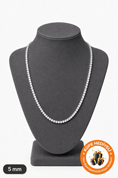 Lucente Jewellery 5mm Rhodium Su Yolu Kolye 925 Ayar Gümüş Kaplama Kararmaz Ö...
