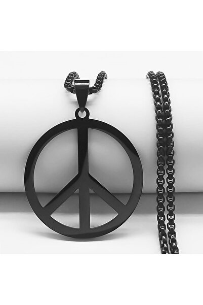 Choice 60cm BOX BK Goth Punk Peace Sign Symbol Pendant Necklace Men Black Col...