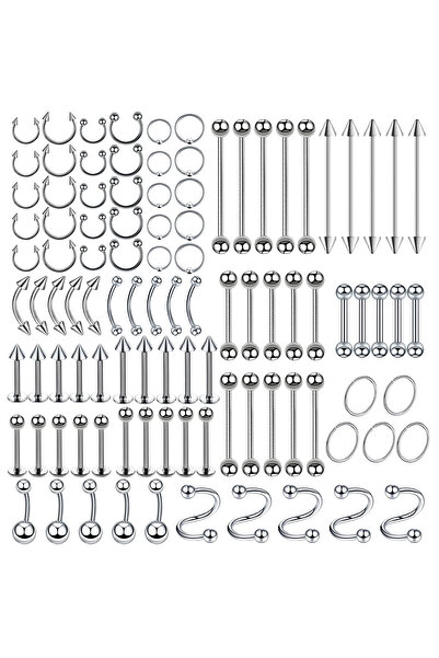 Choice 100Pcs Set 100Pcs Lot Surgical Steel Nose Ring Hoop Nostril Piercing S...