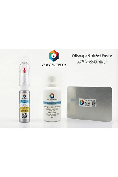 COLORGUARD Volkswagen Seat Skoda LA7W Refleks Gümüş Gri Oto Rötuş Seti: İğne ...