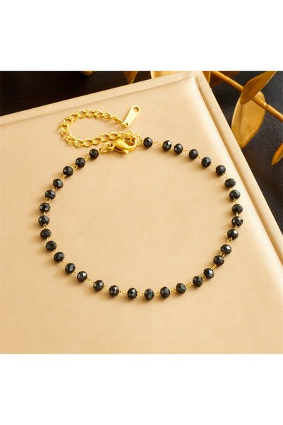 Choice B1405 DIEYURO 316L Stainless Concise Steel Black Glass Stone Necklace ...