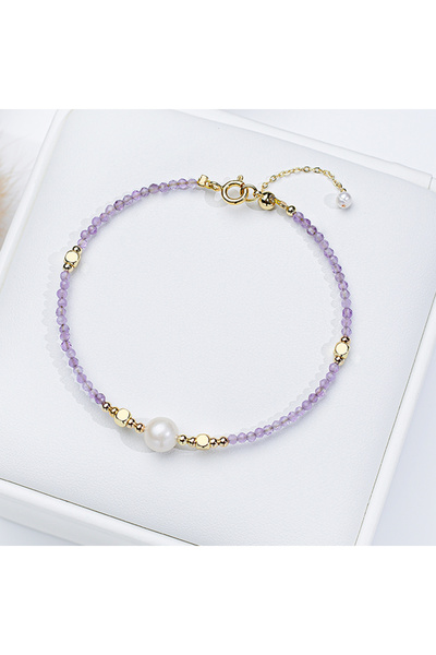 Choice 16-19cm Amethyst 2mm Tourmaline With 7mm Freshwater Pearl Bracelet For...