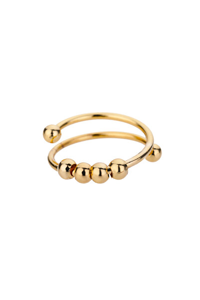 Choice resizable JZ2769G Anxiety Beads Rings for Women Gold Color Stainless S...