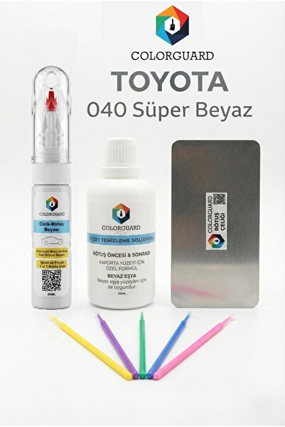 COLORGUARD Toyota 040 Süper Beyaz Rötuş Boyası 2si1 Arada İğneli Fırçalı, Sol...