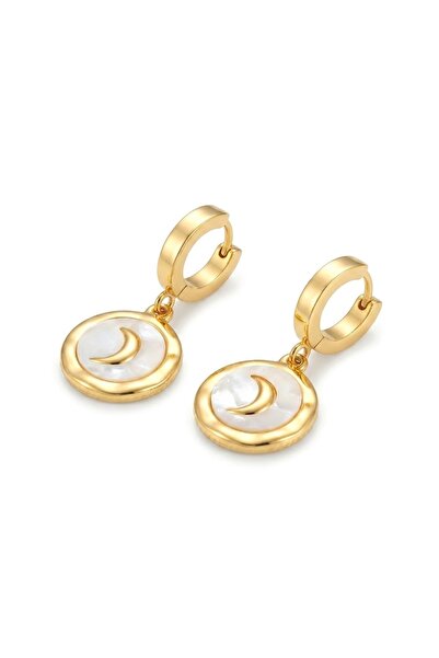 Siya Silver Pearlescent and Embossed Anti-Tarnish Steel Earrings - Dangle Design