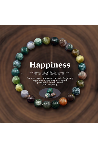 RINHOO FRIENDSHIP BR24Y0630-24 8mm Natural Stone Beaded Bracelet for Women Me...
