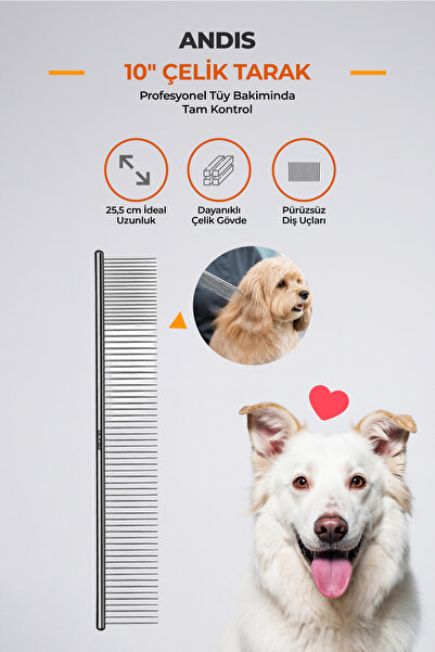 Genel Markalar 24 cm Çelik Dayanıklı Kedi Köpek Kıtık Açıcı ve Kabartma Tarağı