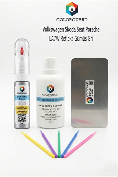 COLORGUARD VW-Seat-Škoda LA7W Refleks Gümüş Gri Rötuş Boyası İğneli Fırçalı, ...